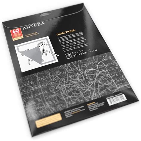 Graphite Transfer Paper, 9 x 13 in, 60 Gray Sheets | ARTEZA