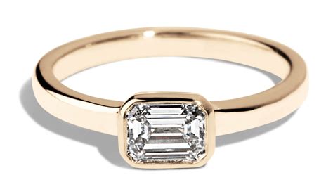 Bezel Set Emerald Cut Diamond Engagement Ring Setting ...