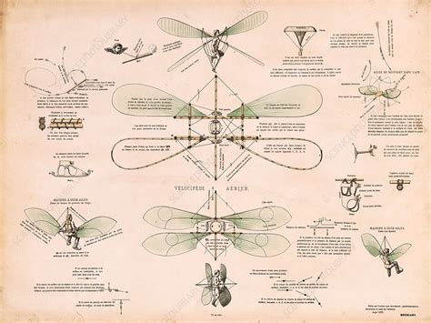 Bourcart ornithopter design, 1866 - Stock Image - C030/8982 - Science ...