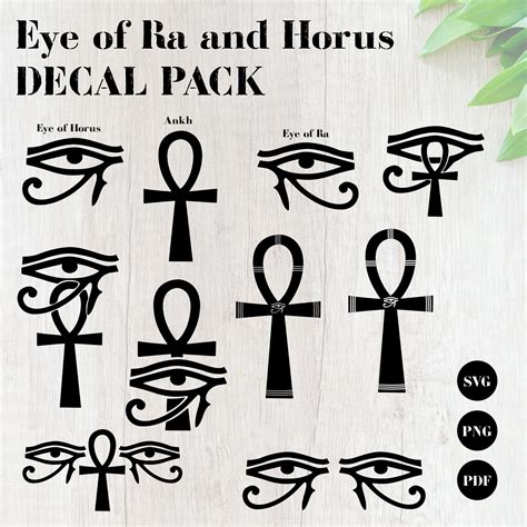 Eye of Ra & Horus Ankh SVG Symbol Bundle Pack Hieroglyphs Vector Egypt ...