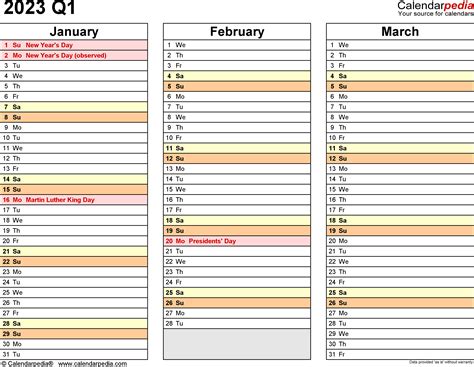 Quarterly 2023 Calendar - Printable Template Calendar