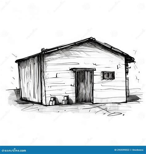 Minimalist Sketch of Weathered Small Building Stock Illustration ...