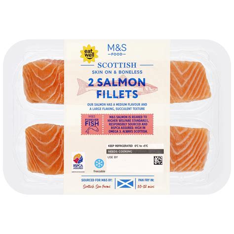 M&S Scottish 2 Salmon Fillets Skin On 240g | Zoom