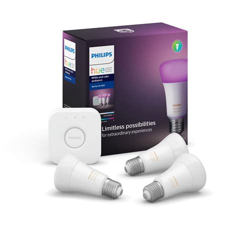 Philips Hue 9W A60 ES Colour Starter Kit Bluetooth - Bunnings Australia