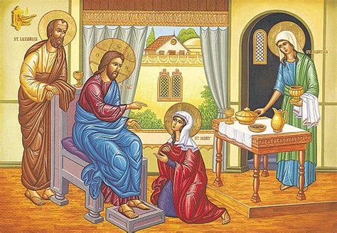 Saints Martha & Mary with Our Lord | Saint martha, Mary and martha ...