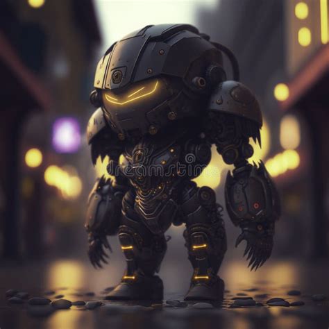 Mini Chibi Mecha Robot - Myrmidon Black Leader Armor Stock Image ...