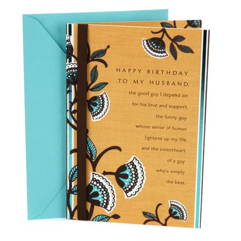 Hallmark Birthday Card for Husband (Brown and Blue Floral) - Walmart ...