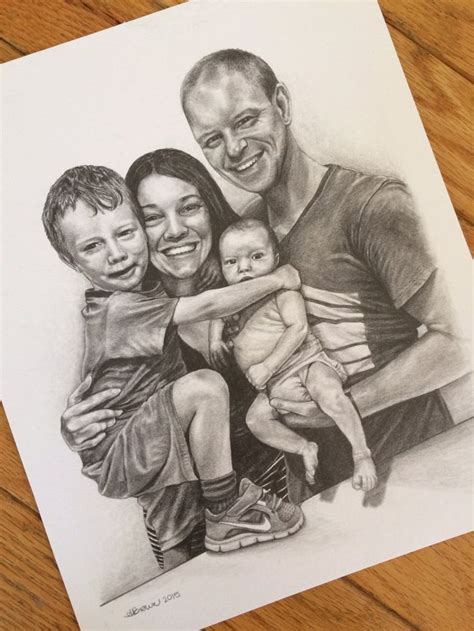 CUSTOM Family Portrait 8x10 Pencil Drawing From your | Etsy in 2024 ...