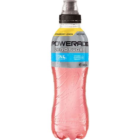 Powerade Zero Sugar Ion 4 Strawberry Lemon Bottle 600ml | Woolworths