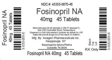 Fosinopril Sodium Information, Side Effects, Warnings and Recalls