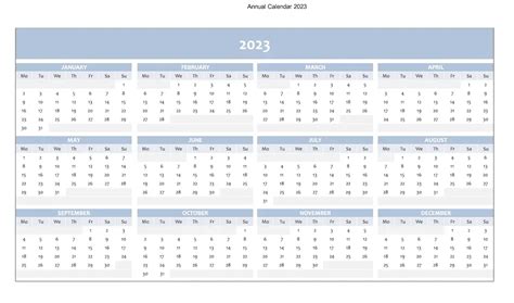 Free Full Year Calendar for 2023 [excel template]