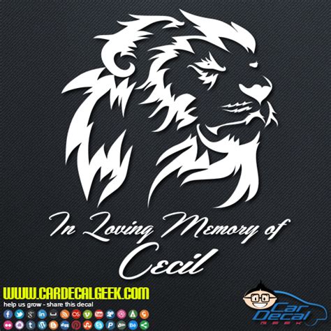 Cecil the Lion Memorial Car Window Decal Sticker