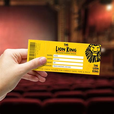 The LION KING Theatre Ticket Printable Broadway Gift Ticket | Etsy