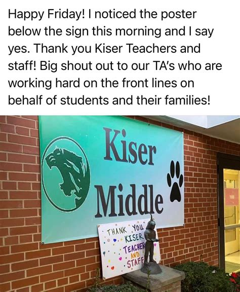 Our PTA is giving the Kiser Staff a... - Kiser Middle School | Facebook