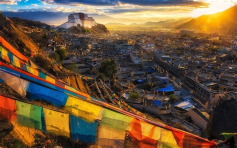 Download wallpapers Potala Palace, Tibet, monastery, sunset, Asia ...