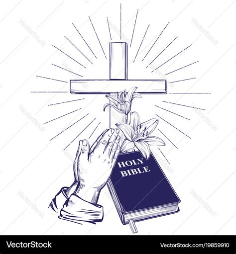 Praying hands bible gospel crown thorns Royalty Free Vector