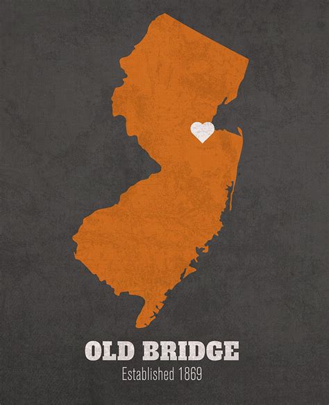 Old Bridge New Jersey City Map Founded 1869 Princeton University Color ...