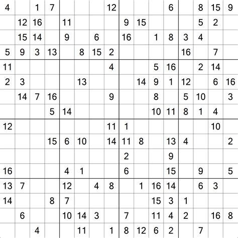 16x16 Sudoku Printable - Printable Word Searches