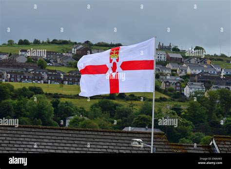 Ulster loyalist flag flying in loyalist Fountain Estate, under Derry ...