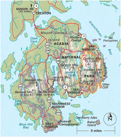 Camping Map Trails - Acadia National Park