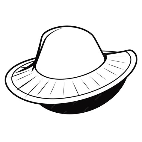 Premium AI Image | a black and white drawing of a hat with a long brim ...