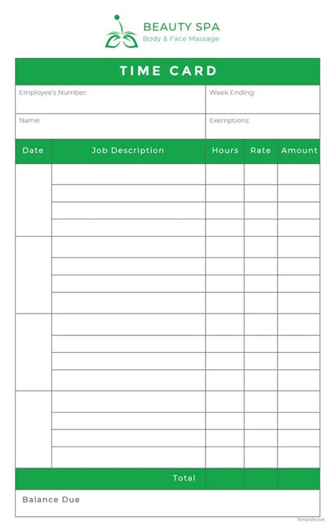 12+ Printable Time Card Templates - DOC, Excel, PDF | Free & Premium ...