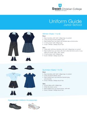 Fillable Online swan wa edu Uniform Guide - Swan Christian College ...