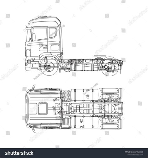 Outline Layout Truck Blueprint Truck Stock Vector (Royalty Free ...