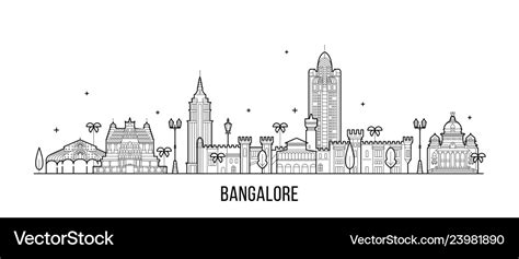 Bangalore skyline karnataka india city line Vector Image