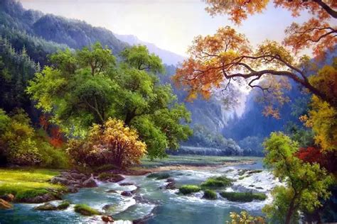 Landscape Canvas Prints Realistic Oil Painting Picture Printed On ...