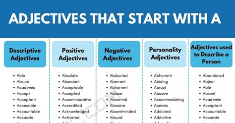 1500+ Adjectives that Start with A (A Adjectives in English) • 7ESL