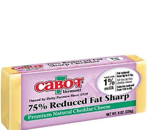 Cabot Vermont 75% Reduced Fat Cheddar Cheese Bar, 8 Ounce