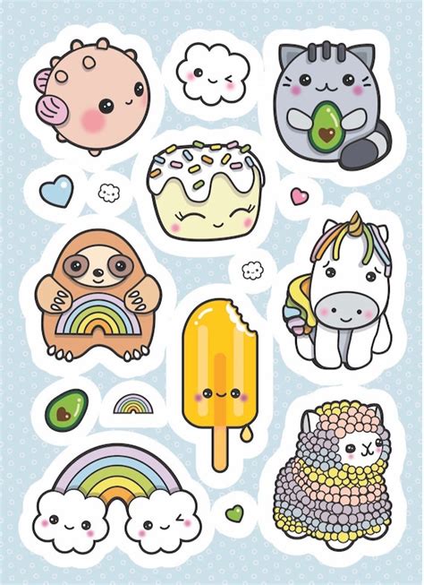 Kawaii Stickers A6 Vinyl Sticker Sheets Cute Stickers | Etsy