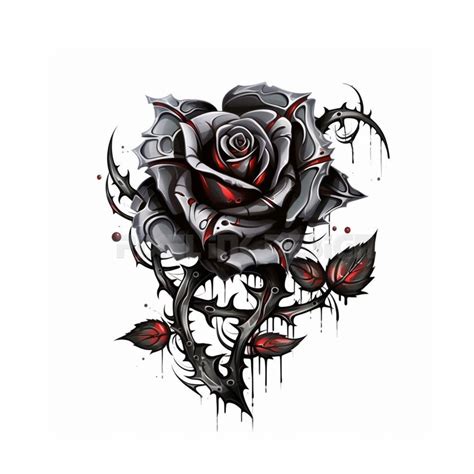 Dark Red Rose Tattoo White Background Download High Resolution Digital ...