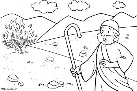 Moses And Burning Bush coloring page