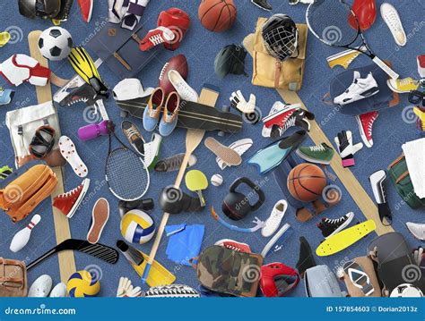 Sports Equipment and Clothing Stock Image - Image of ball, shoes: 157854603