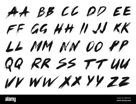 ABC set with alternatives. Brush Font. Alphabet from paintbrush strokes ...