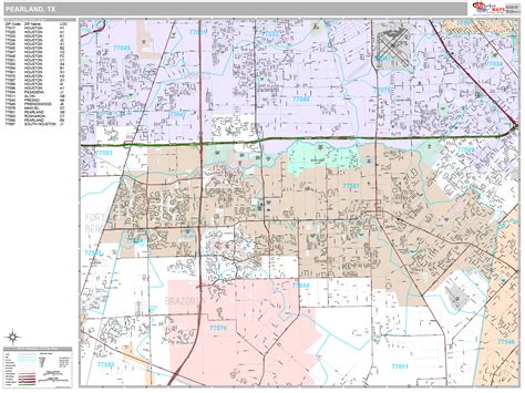 Pearland Texas Wall Map (Premium Style) by MarketMAPS - MapSales