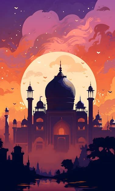 Premium AI Image | mosque silhouette wallpaper