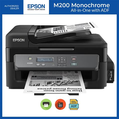 Epson M200 Printer Scanner Copier Xerox Monochrome Printer with ADF LCD ...