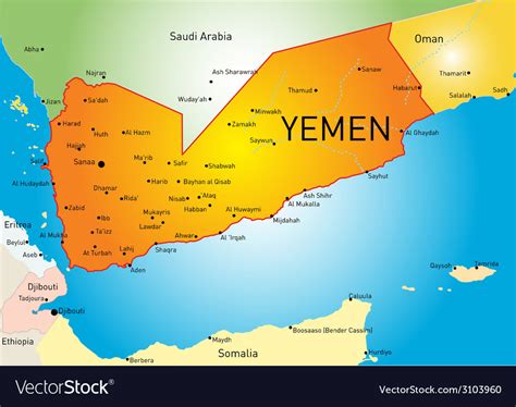 Yemen map Royalty Free Vector Image - VectorStock