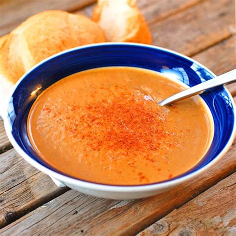 Curry Roasted Red Pepper and Eggplant Soup Recipe - Pinch of Yum