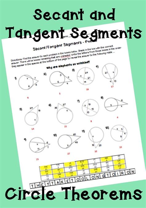 Secant and tangent segments in a circle. High school geometry circle ...