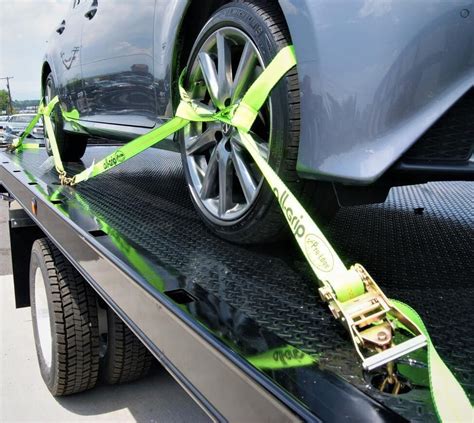 HI VIZ GREEN 8-Point Tie Down Kit - Roll Back Towing Car Carrier Straps ...