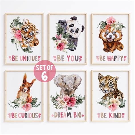 Nursery Wall Art Set, Woodland Animals Nursery Decor Girl, Safari ...