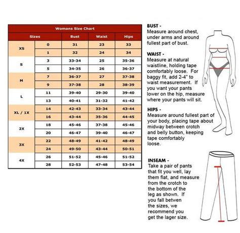 Easy to read pant chart for Numeric size, alphabetical size and inch ...