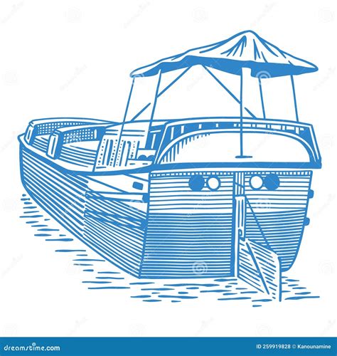 Vintage Canal Boat - Hand Drawn Illustration Stock Vector ...