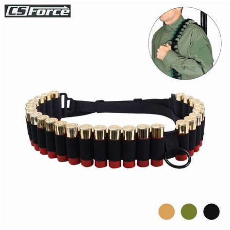 Tactical 25 Rounds 12/20 Gauge Shotgun Ammo Belt Shell Holder Bandolier ...