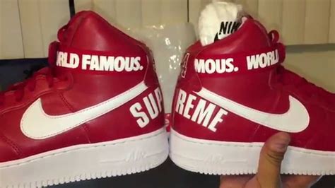 SUPREME X NIKE AIR FORCE 1 HIGH RED - YouTube