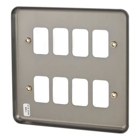 MK Grid Plus 8 Module Grid Switch Front Plate - Brushed Chrome ...